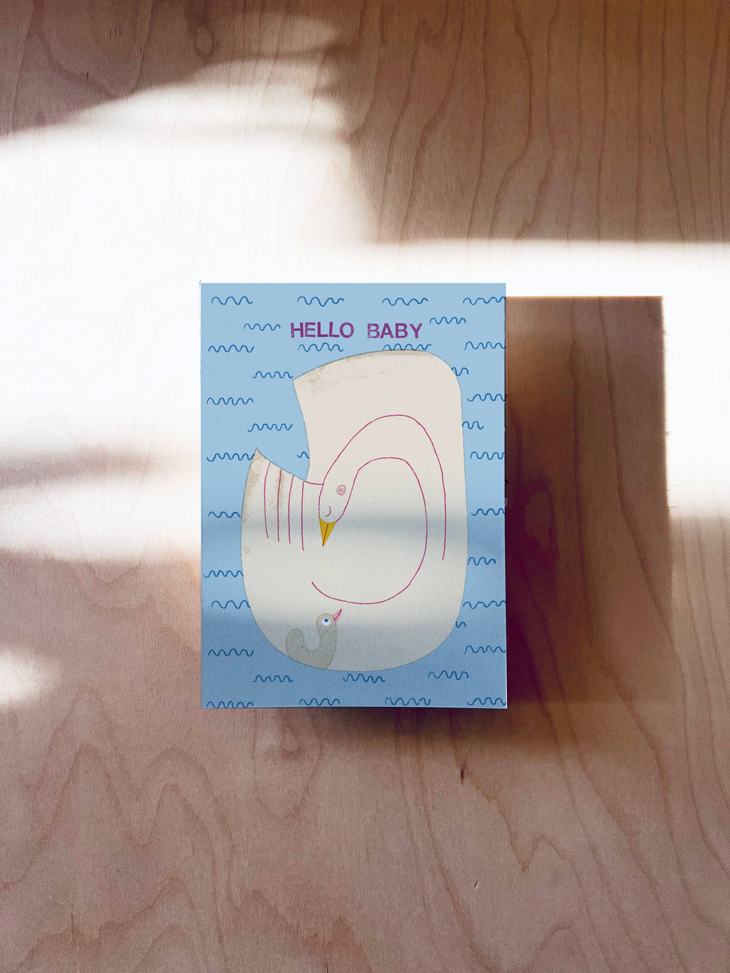 Süße Postkarte mit Schwan-Motiv DIN A6 für Neugeborene