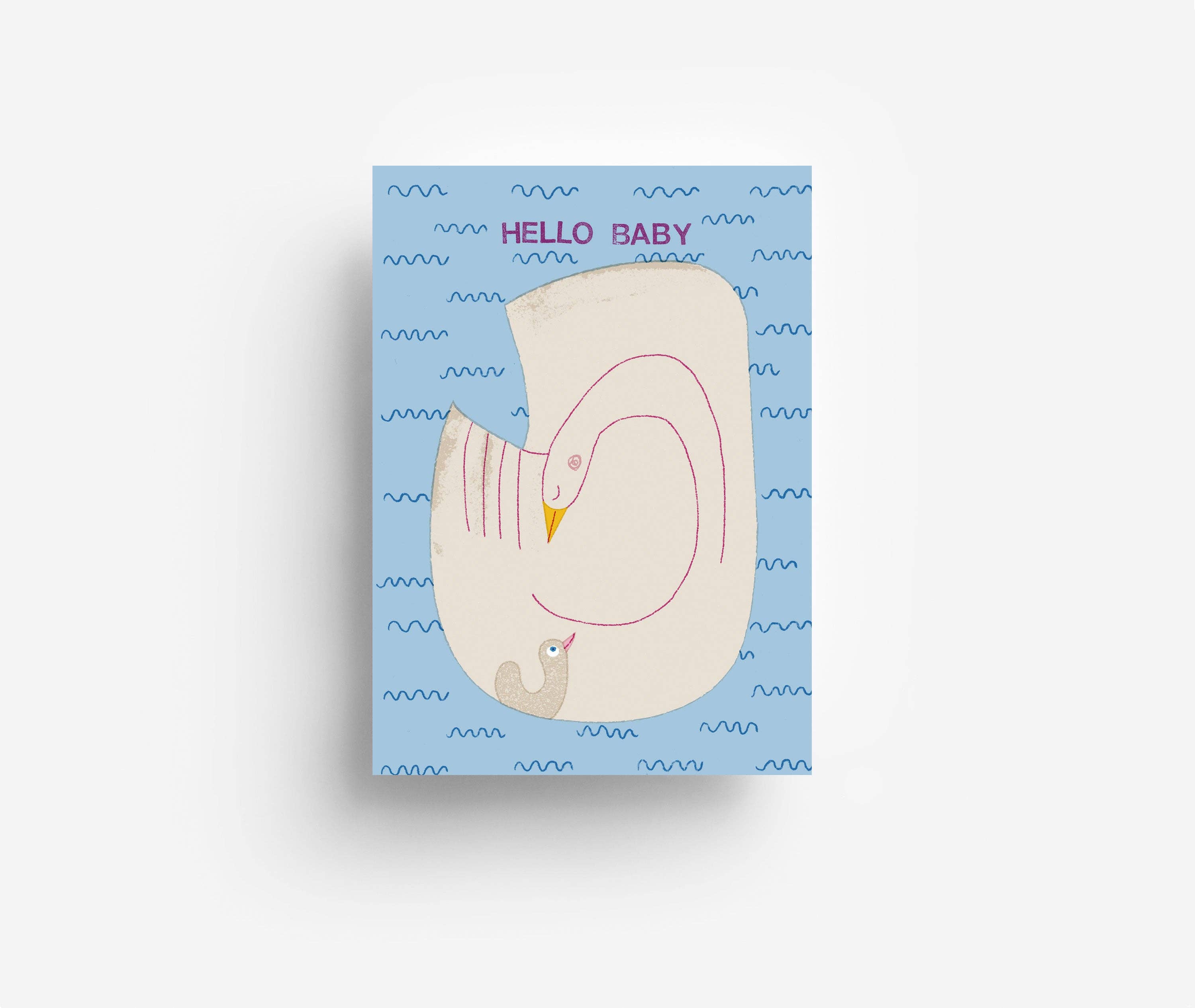 Süße Postkarte mit Schwan-Motiv DIN A6 für Neugeborene