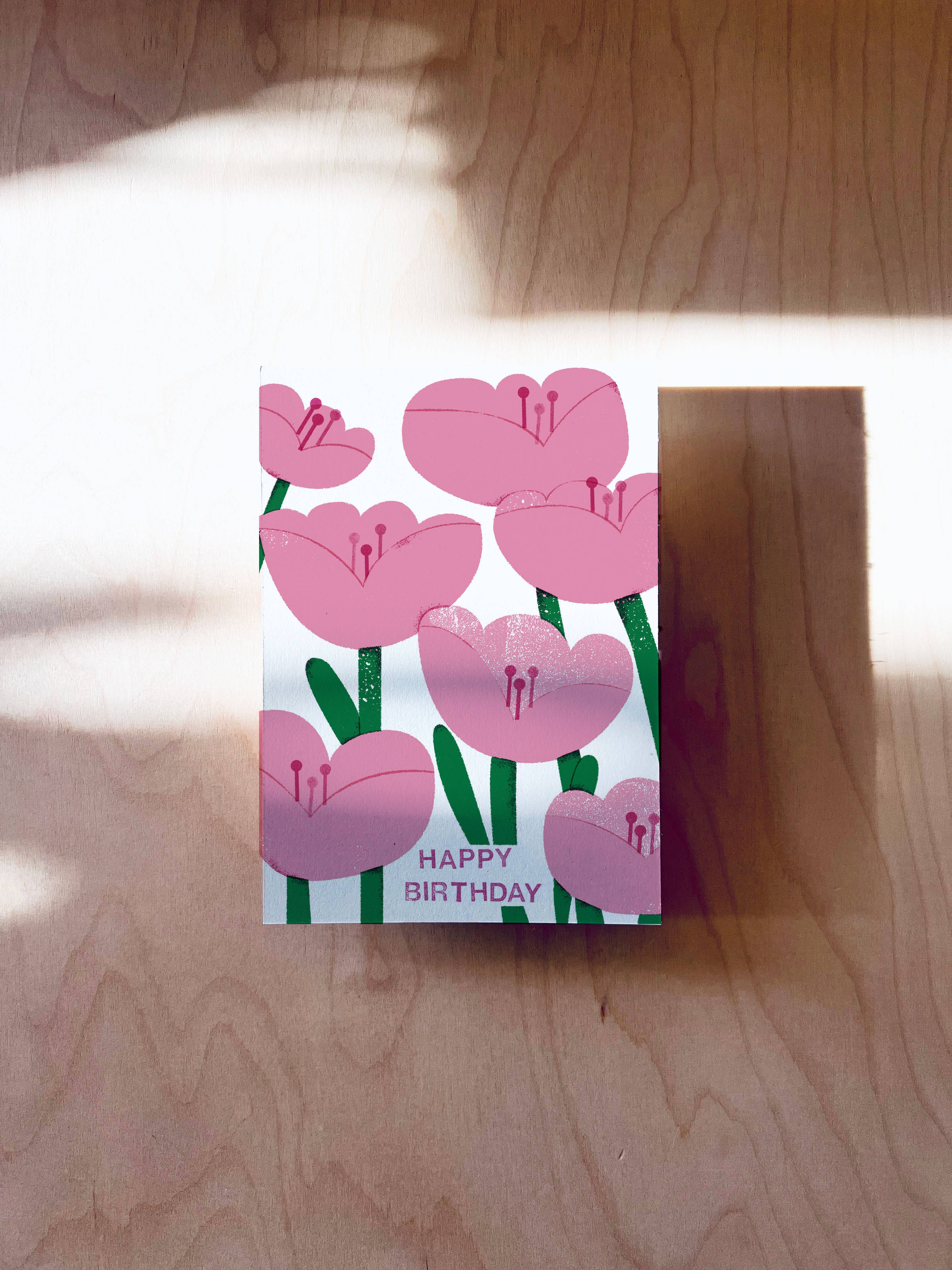 Postkarte Rote Geburtstagsblumen DIN A6